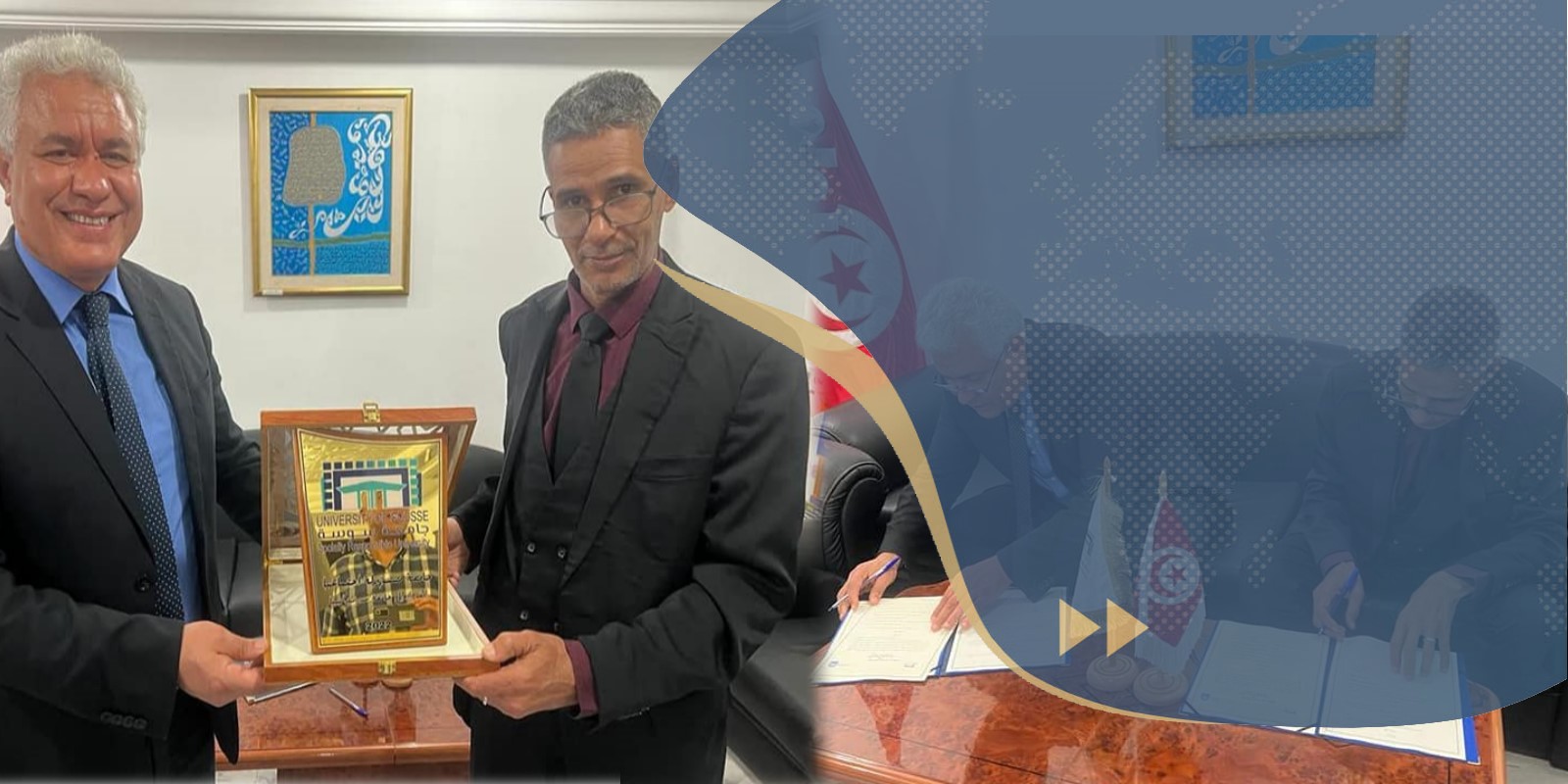 توقيع اتفاقية للتعاون العلمي بين جامعة سرت وجامعة سوسة التونسية.