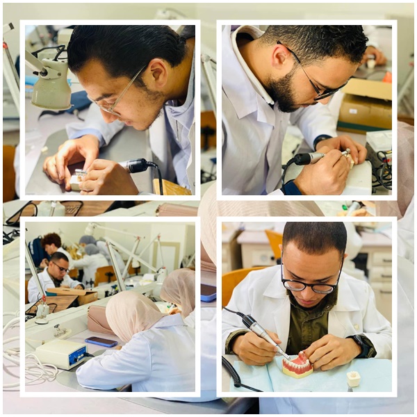 التدريبات العملية في مادة العلاج التحفظي للأسنان لطلاب السنة الثانية بإشراف الدكتورة شوق عوض