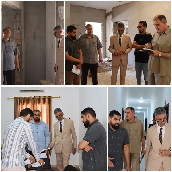 The President of Sirte University is overseeing the progress of the project aimed at executing the maintenance and enhancement of the administrative site of the Faculty of Agriculture